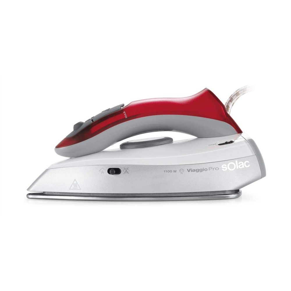 solac viaggio pro plancha vapor-seco suela de acero inoxidable 1100 w gris, rojo