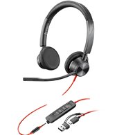 poly auriculares estã©reo blackwire 3325 usb-c + conector de 3,5 mm + adaptador usb-c/a