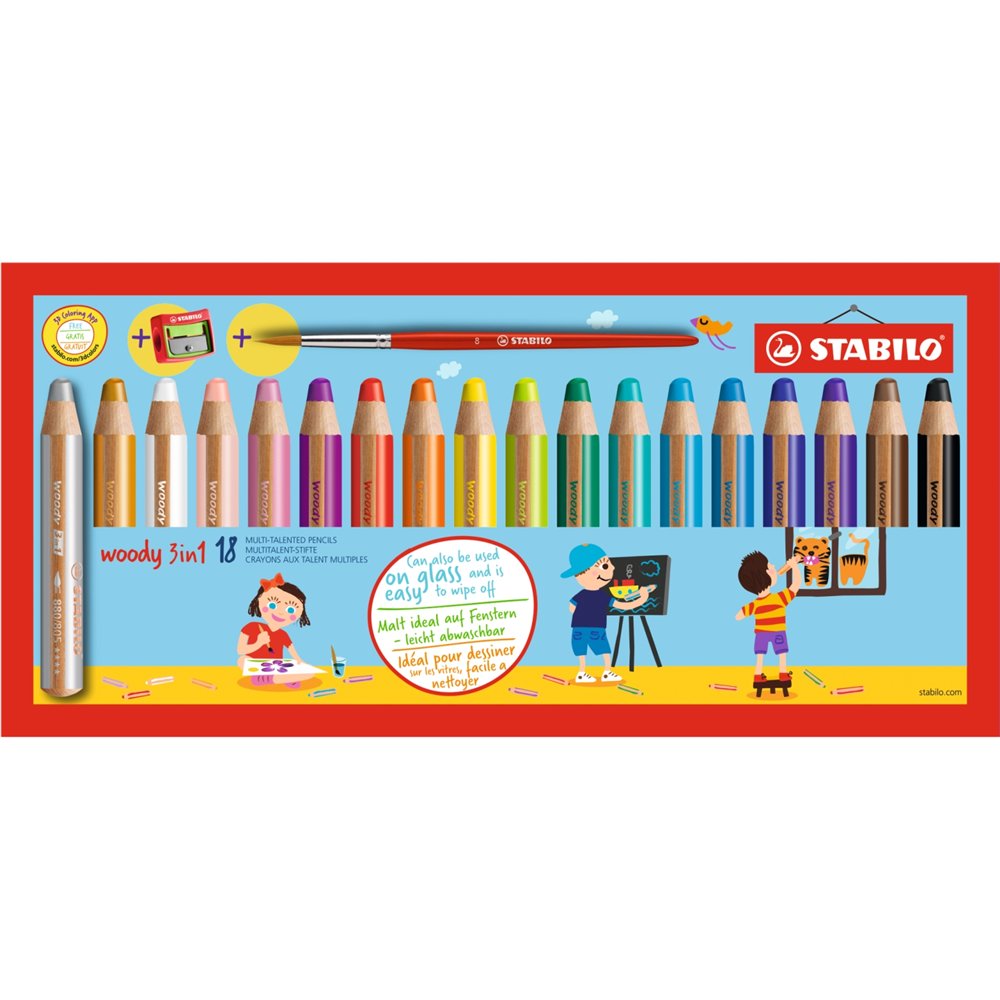 stabilo woody 3 in 1 multicolor 18 pieza(s)