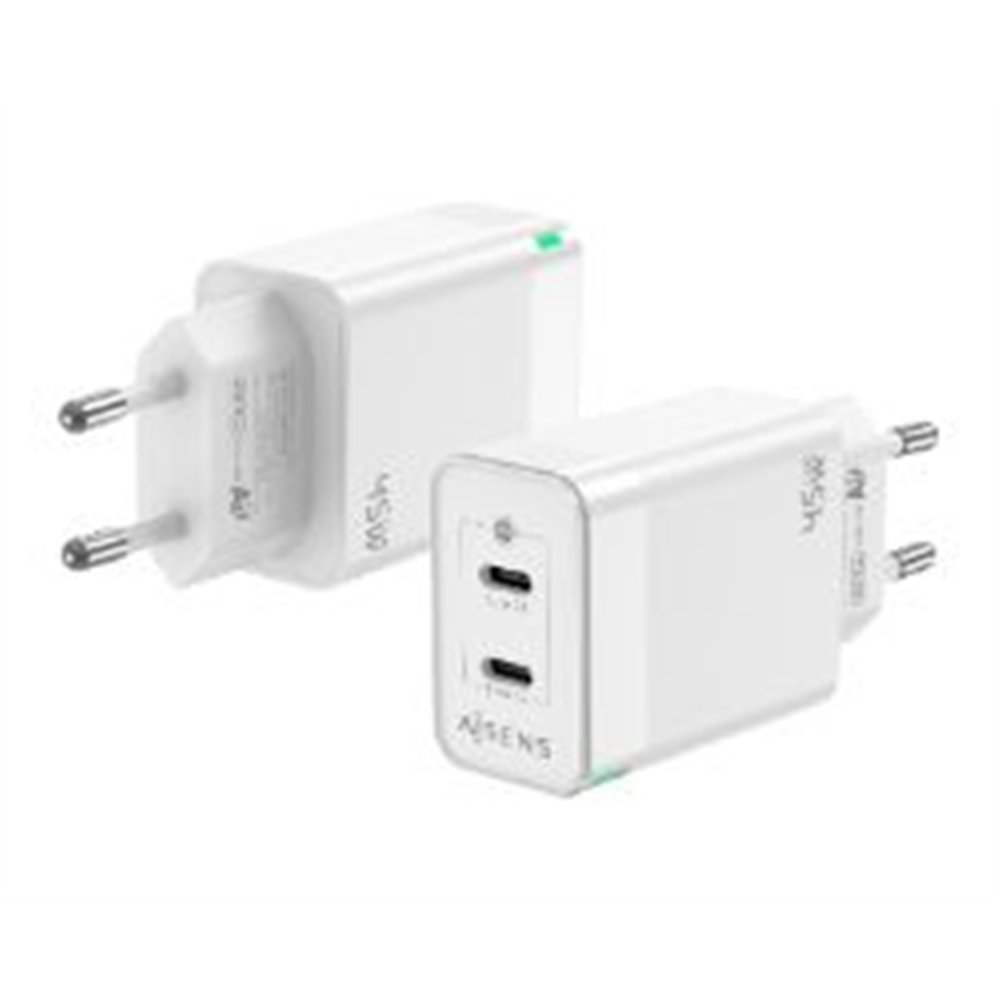 cargador pared aisens 2usb-c 45w (asch-45w2p005-w)