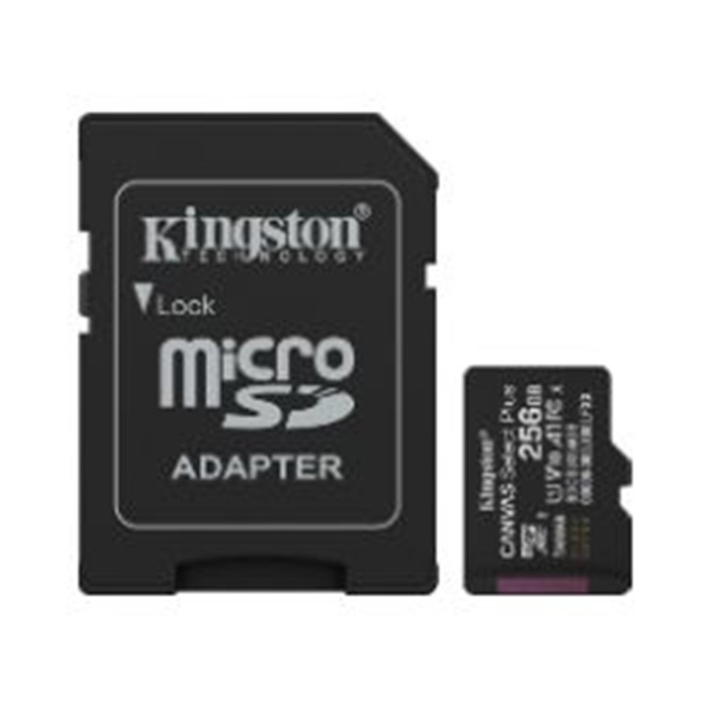 kingston micro sdxc 256gb + adaptador sd (sdcs3/256gb)