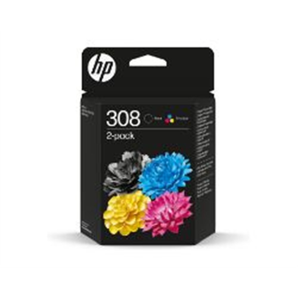 tinta hp 308 pack negro/tricolor (6l6s6ue)