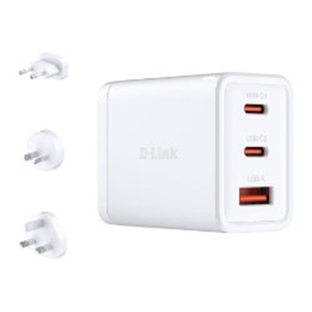 cargador d-link gan pd/qc 65w 1xusb-a 2xusb-c (dcp-651)