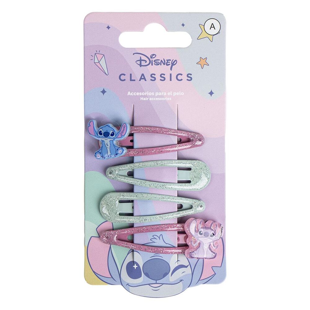 blister 4 horquillas angel & stitch disney