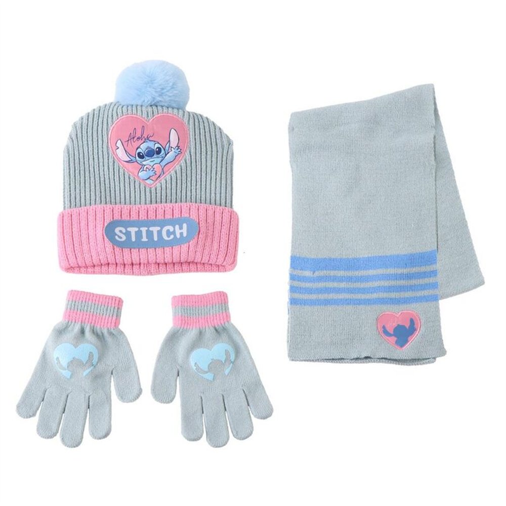 conjunto gorro guantes braga cuello stitch disney