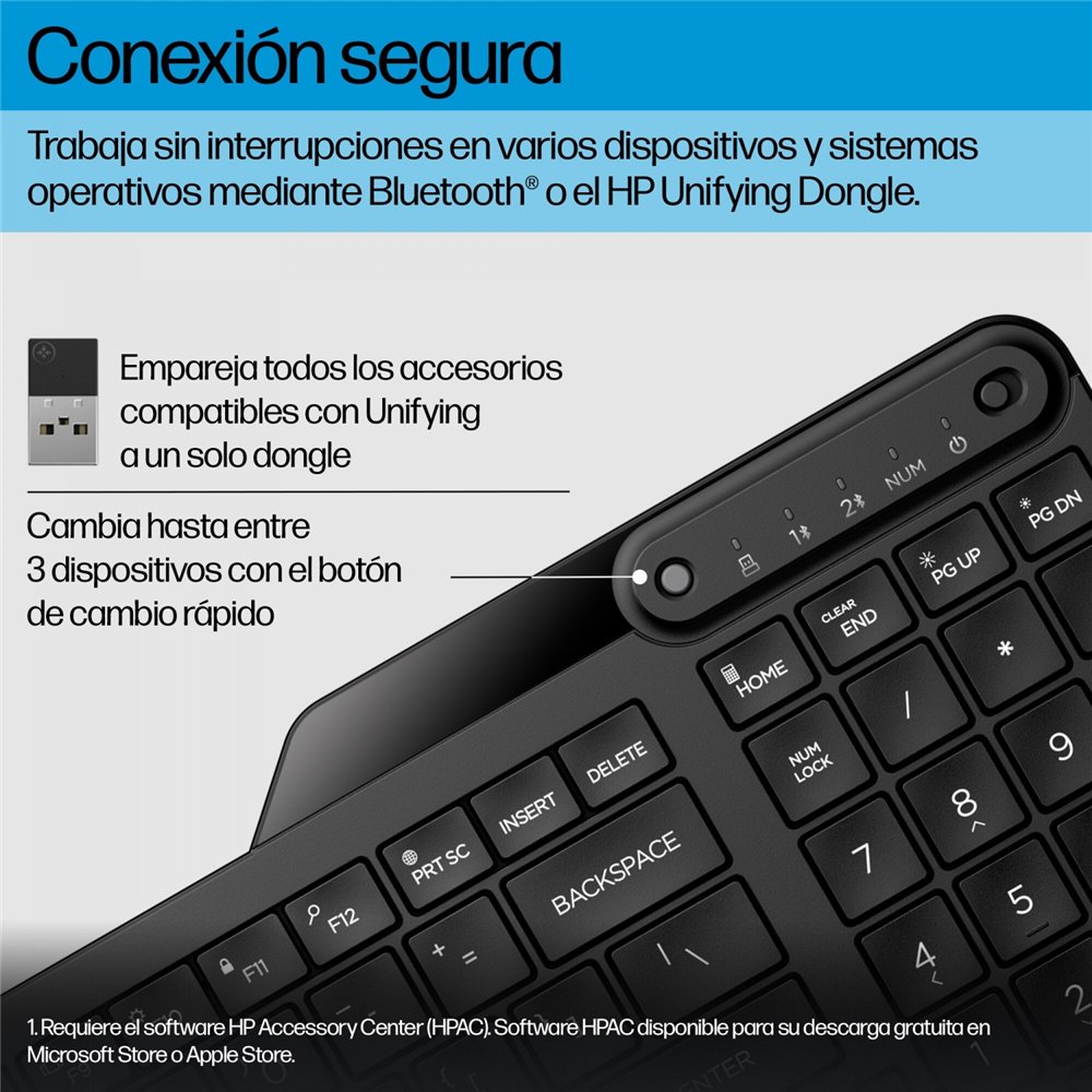 hp teclado inalã¡mbrico de modo dual 475