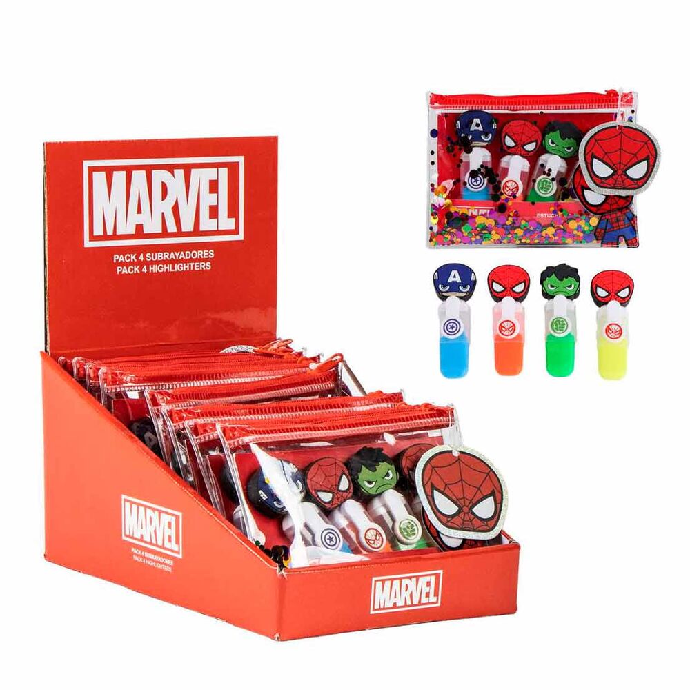 set 4 subrayadores los vengadores avengers marvel surtido