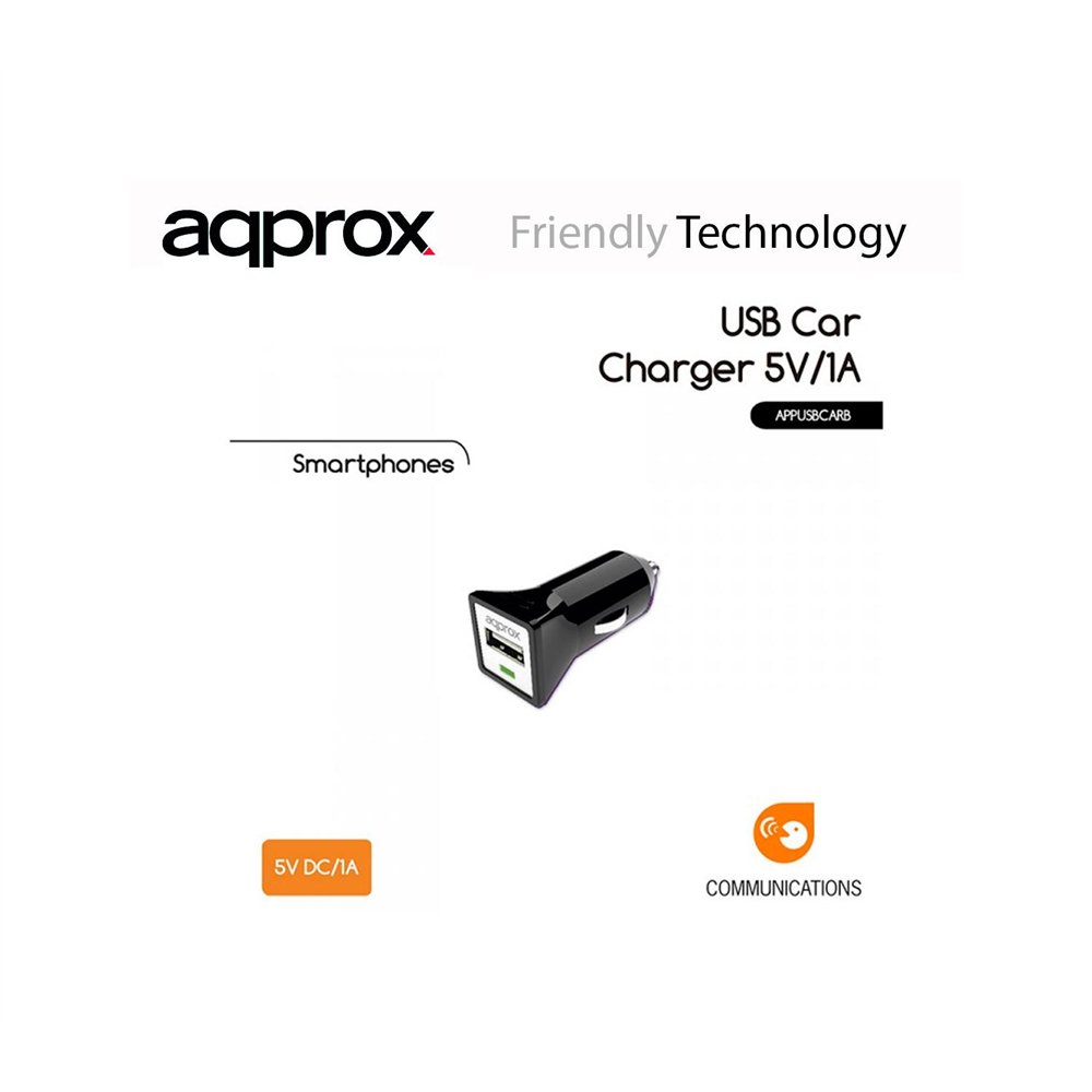 cargador approx coche 1 puerto usb negro appusbcarb