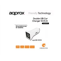 cargador approx coche 2 puertos usb blanco appusbcar31w