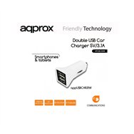 cargador approx coche 2 puertos usb blanco appusbcar31w