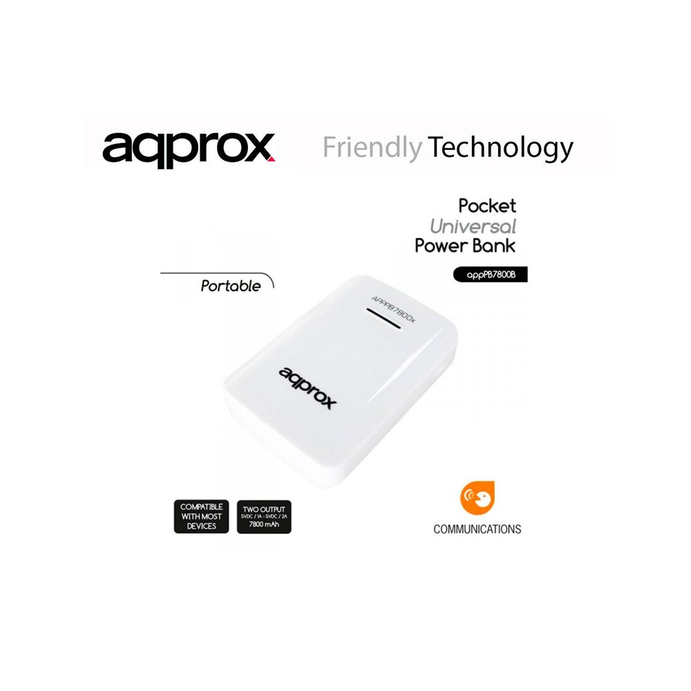 bateria externa approx 7800 mah 2a blanco apppb7800w*