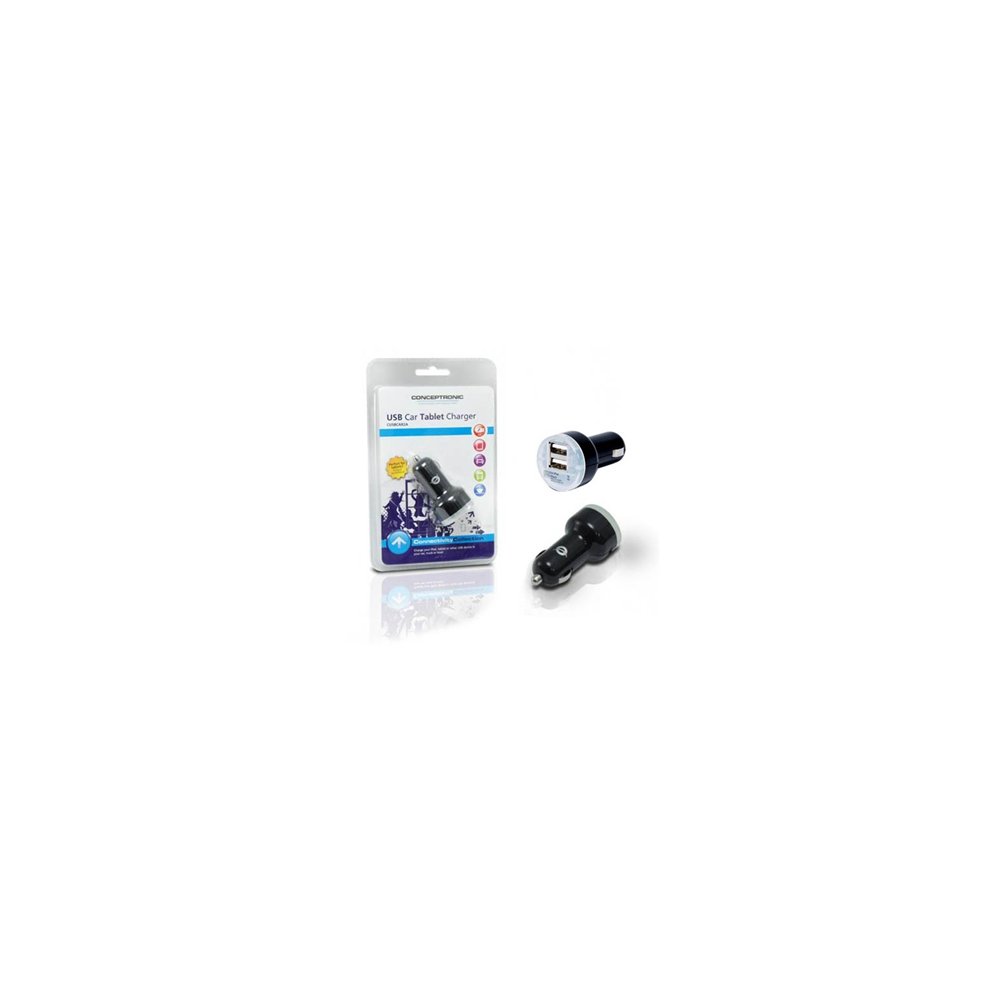 cargador coche 2 ptos usb conceptronic negro cusbcar2a