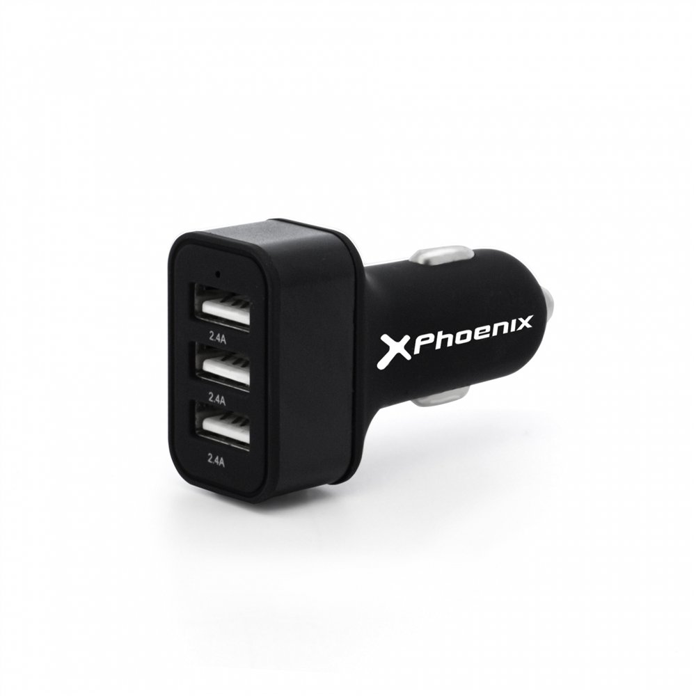 cargador coche universal phoenix phcarcharger3usb 5v 3 x usb 7.2a negro phcarcharger3usb