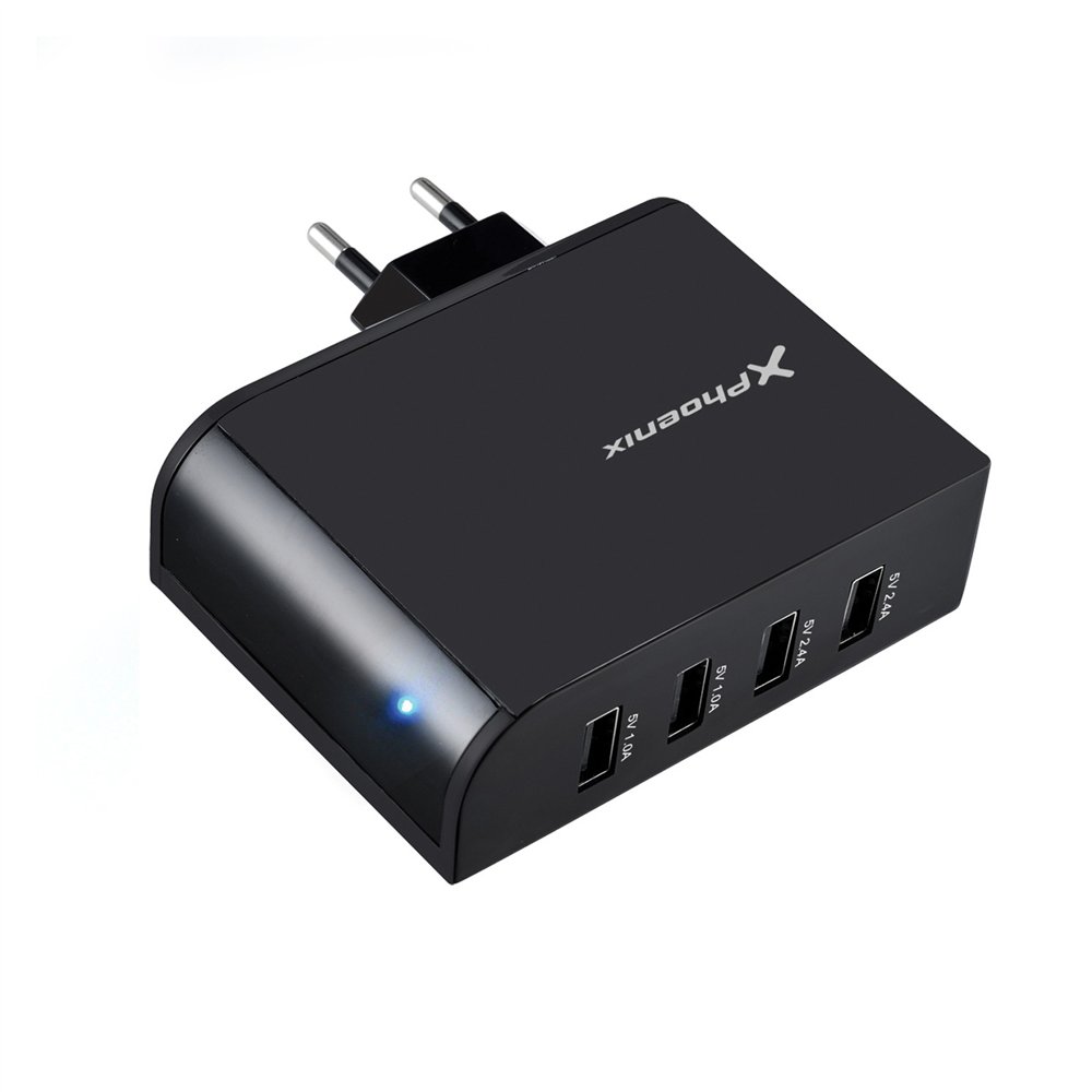 cargador adaptador pared phoenix universal 4x usb 5.1v 2.1a negro phmultiusbcharger