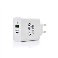 cargador de pared welly enjoy usb tipo-c pd con carga rapida 3.0 36w blanco wy11100