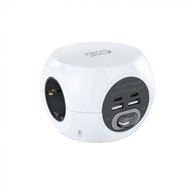 nanocable base de 3 enchufes con 2 usb tipo-a + 2 usb tipo-c con interruptor blanco