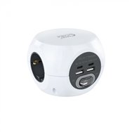 nanocable base de 3 enchufes con 2 usb tipo-a + 2 usb tipo-c con interruptor blanco