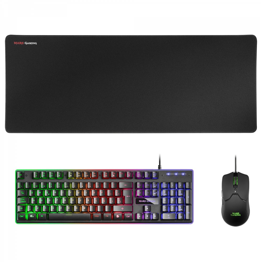 mars gaming mcpxbes combo teclado+raton+alfombrilla negro
