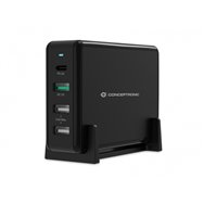 conceptronic cargador de dispositivo móvil interior usb tipo c/tipo a usb 3.2 gen 1(3.1 gen 1) negro