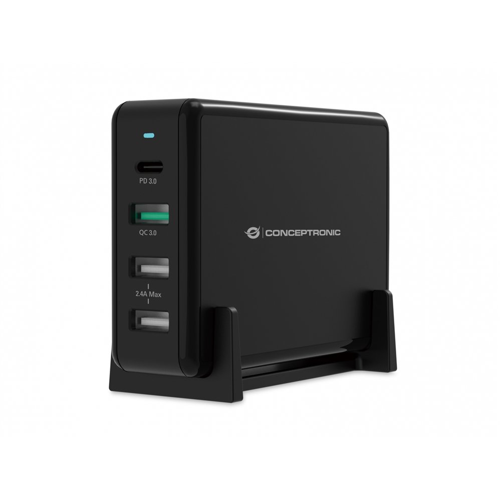 conceptronic cargador de dispositivo móvil interior usb tipo c/tipo a usb 3.2 gen 1(3.1 gen 1) negro