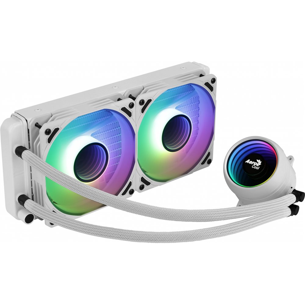 aerocool refrigeracion liquida cpu 2xventilador 12cm rgb tdp 400w blanco