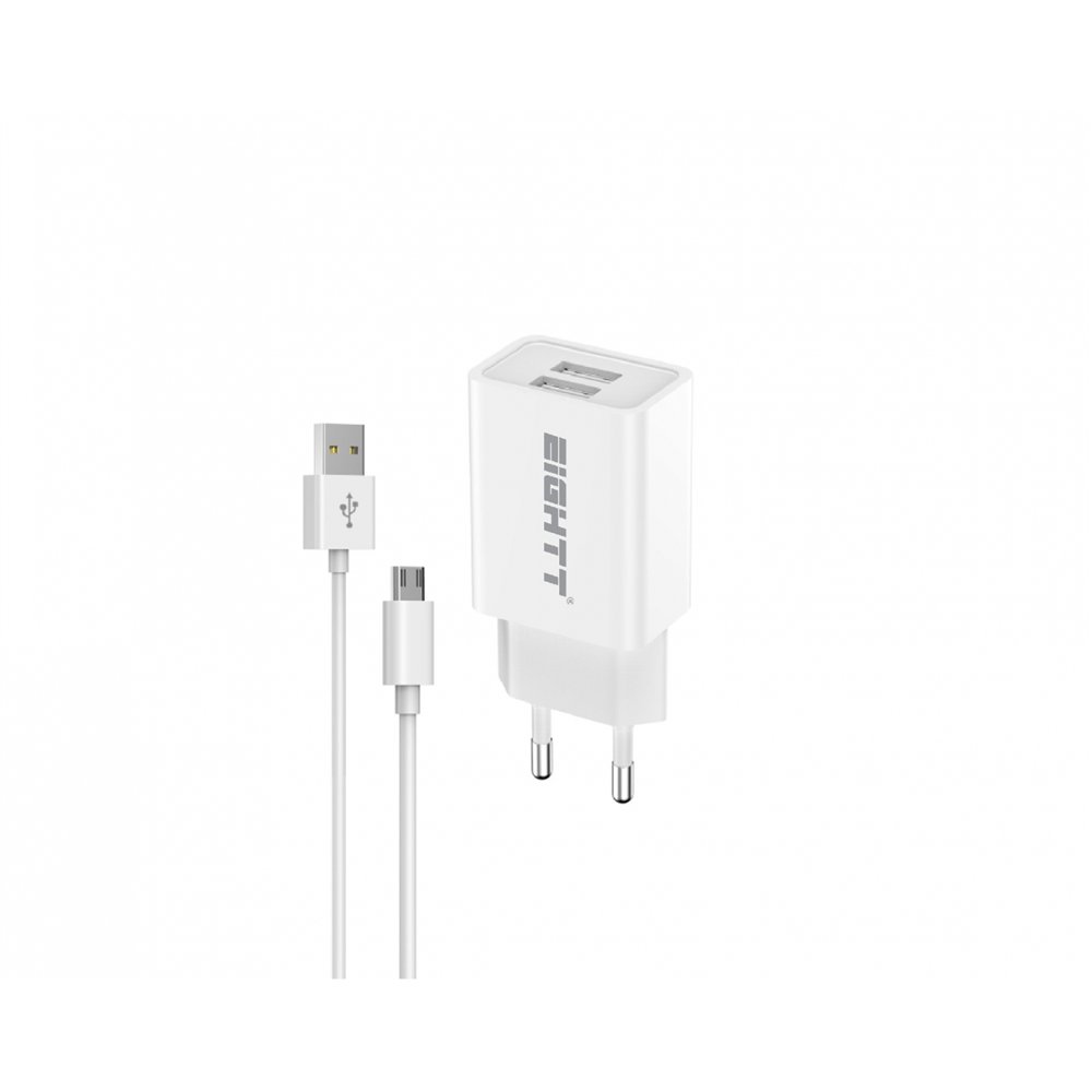 eightt cargador smartphone / tablet micro usb 5v 2.4a con cable micro usb