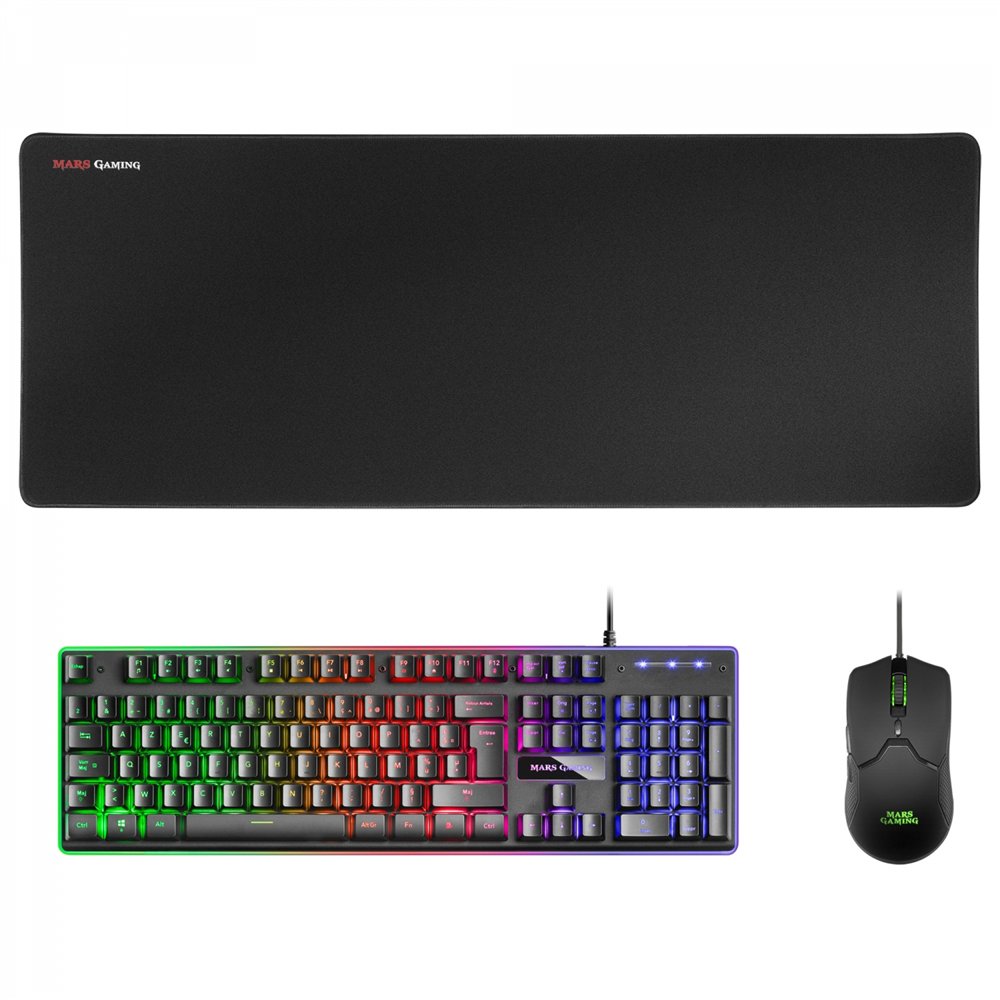 mars gaming mcpxbfr combo teclado+ratón+alfombrilla negro fr