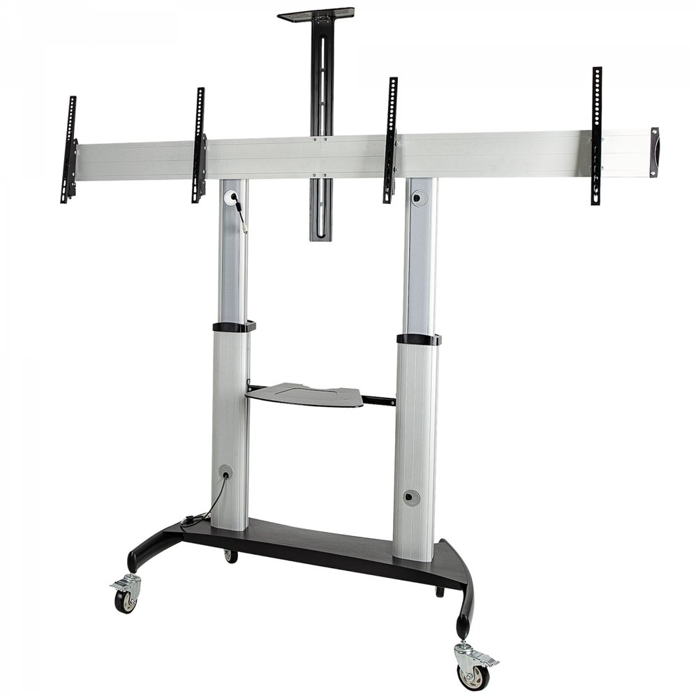 startech.com stndmtvduo soporte para tv 152,4 cm (60") negro, plata