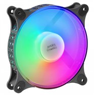 mars gaming mf-duo kit 2 ventiladores frgb rainbow 360º ultra-silencioso doble conexión 3pin + 4pin negro