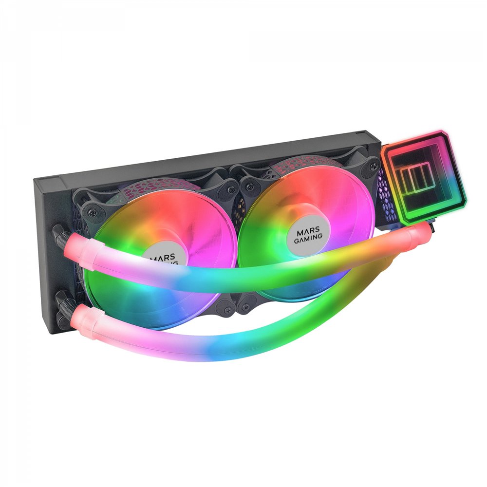 mars gaming ml-ultra240 negro refrigeración lí­quida cpu tdp 500w espejo infinito 2 ventiladores silenciosos fdb argb tubos argb
