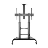 aisens soporte de suelo eco con ruedas y manivela, bandeja para dvd y soporte de cámara para monitor/tv 100kg de 60-100, negro
