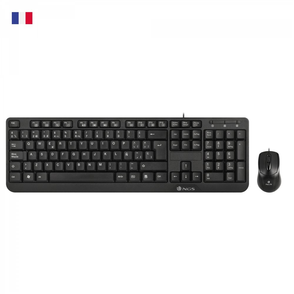 ngs cocoa kit, azerty, fr teclado ratón incluido usb francés negro