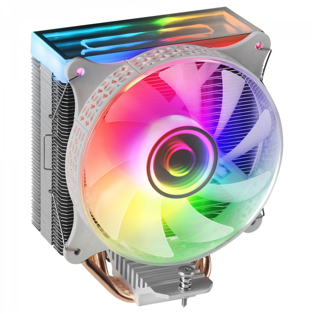 mars gaming mcpu-vr blanco disipador cpu doble espejo infinito argb 4 heatpipes hct tdp 180w ventilador ultra-silencioso pwm 12c