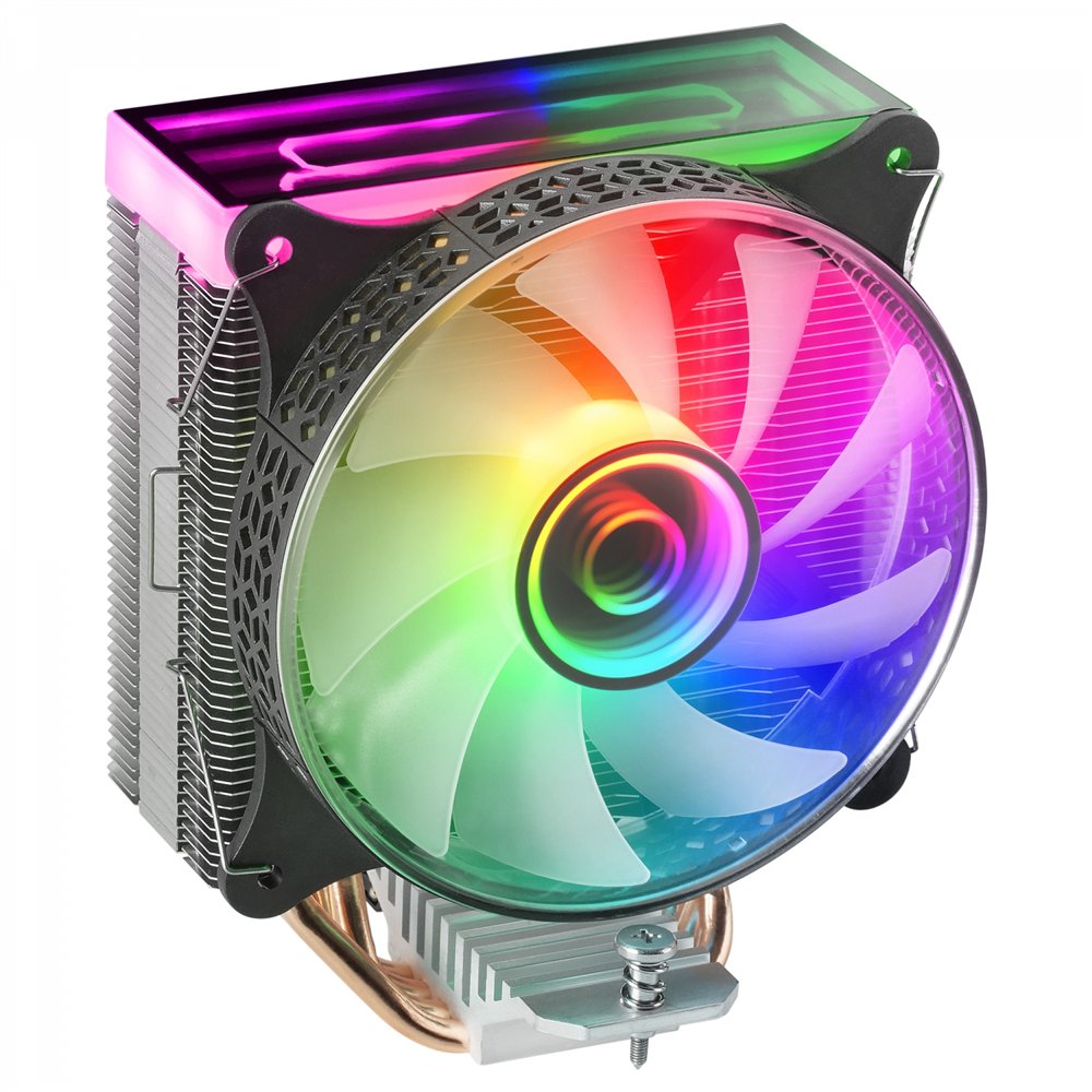 mars gaming mcpu-vr negro disipador cpu doble espejo infinito argb 4 heatpipes hct tdp 180w ventilador ultra-silencioso pwm 12cm