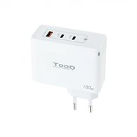 tooq cargador de pared gan 2xusb-c/pd + usb-a/qc 100w, blanco
