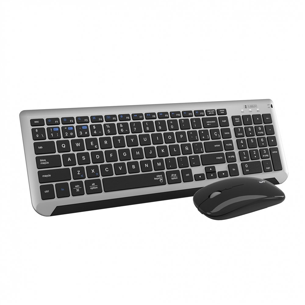 subblim teclado con ratón bluetooth + 2.4g combo dual prestige extendido gris/negro