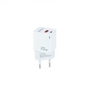 tooq cargador de pared usb-c/pd + usb-a/qc 20w, blanco