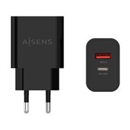 aisens cargador 20w, 1xusb-c pd3.0, 1xusb-a qc3.0, negro