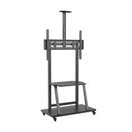 aisens soporte de suelo eco con rueda, bandeja para dvd y soporte de cámara para monitor/tv 150kg de 37-100, negro