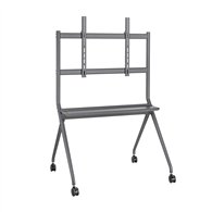 aisens soporte de suelo pro con rueda, 1 bandeja para pantalla interactiva/tv 120kg de 50-86, negro