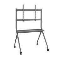 aisens soporte de suelo pro con rueda, 1 bandeja para pantalla interactiva/tv 120kg de 50-86, negro