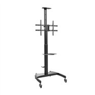 aisens soporte de suelo eco con ruedas y manivela, bandeja para dvd y soporte de cámara para monitor/tv 50kg de 37-70, negro