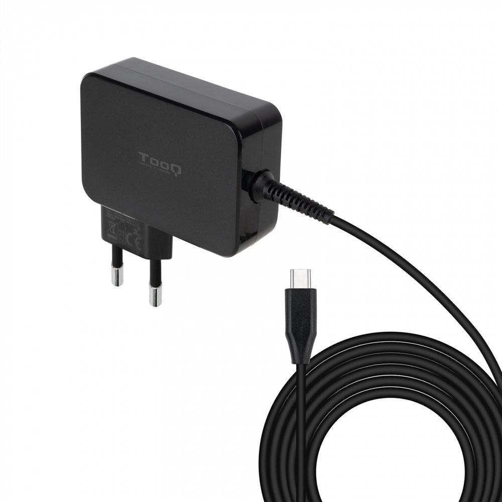 tooq cargador de portátil gan usb-c pd3.0 90w, negro