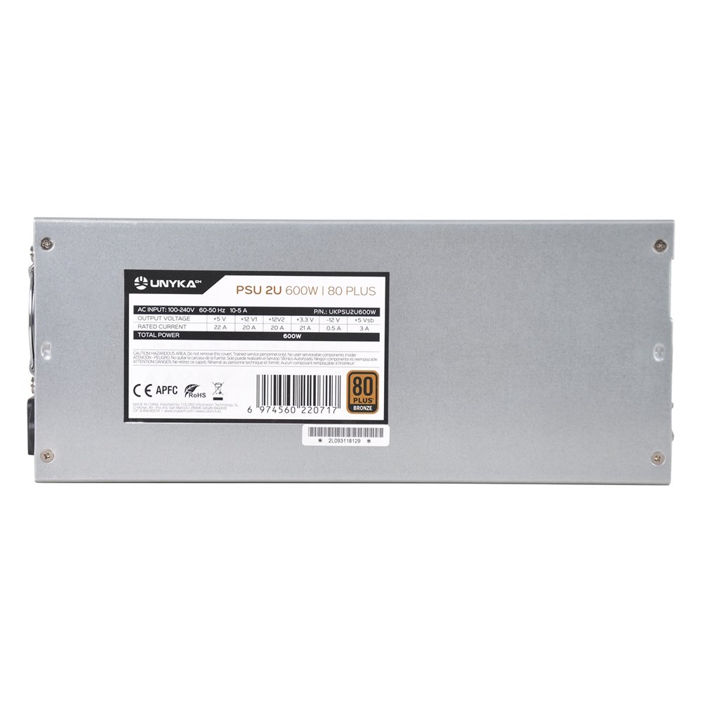 unykach fuente de alimentación 2u 600w 80 plus bronce