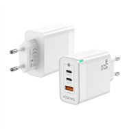 aisens cargador gan 65w, 2xusb-c pd3.0 qc4.0, 1xusb-a qc3.0, blanco