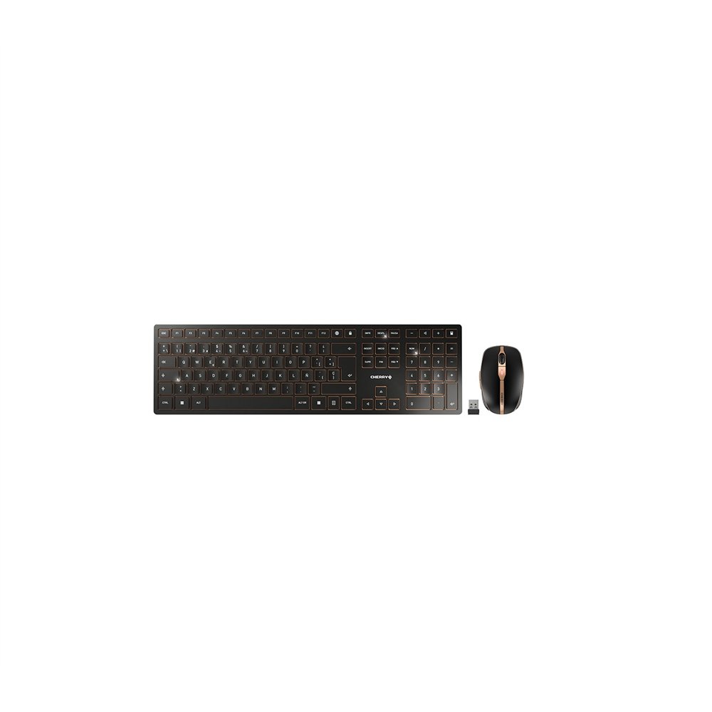 cherry dw 9100 slim teclado ratón incluido rf wireless + bluetooth qwerty español negro