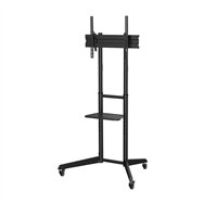 aisens soporte de suelo eco con rueda, bandeja para dvd para monitor/tv 50kg de 37-70, negro