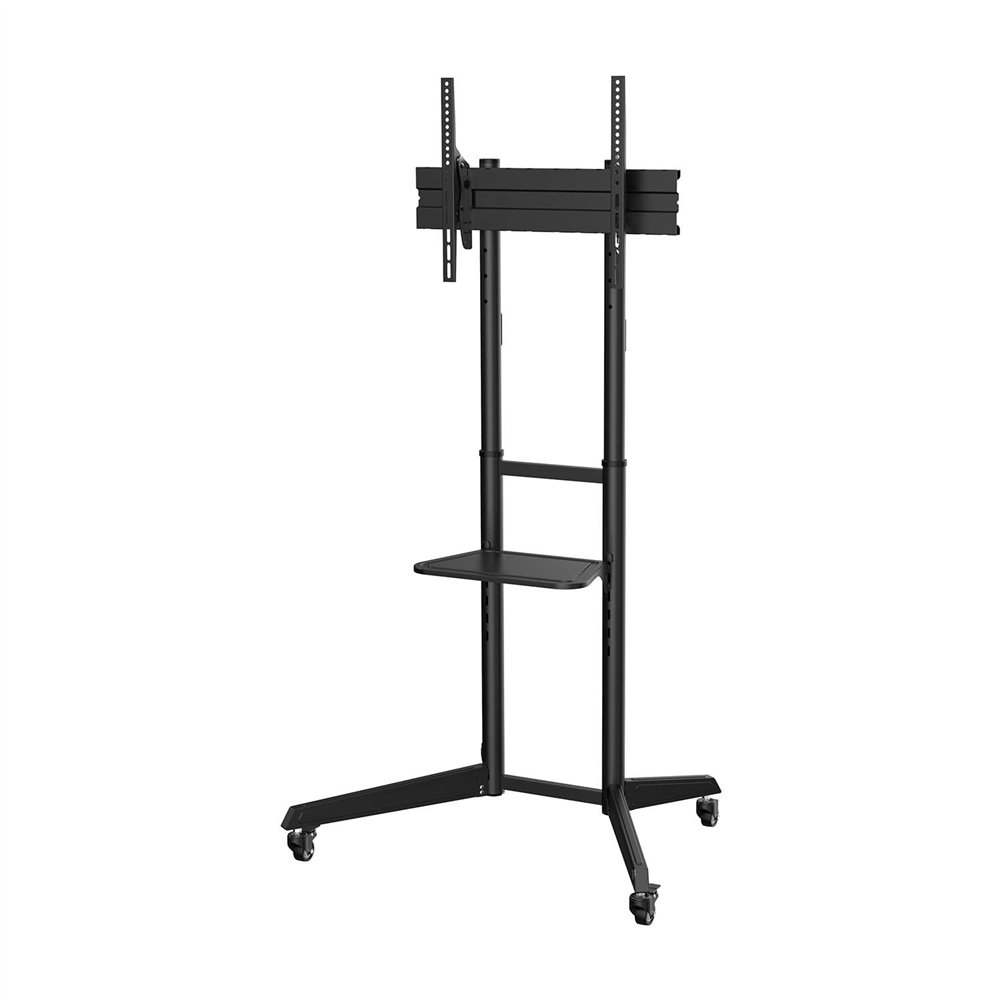 aisens soporte de suelo eco con rueda, bandeja para dvd para monitor/tv 50kg de 37-70, negro