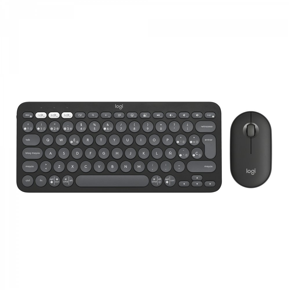 logitech pebble 2 combo teclado ratón incluido rf wireless + bluetooth qwerty español grafito