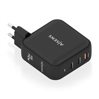 aisens cargador gan 140w, 2xusb-c pd3.1 qc4.0, 1xusb-a qc3.0, negro